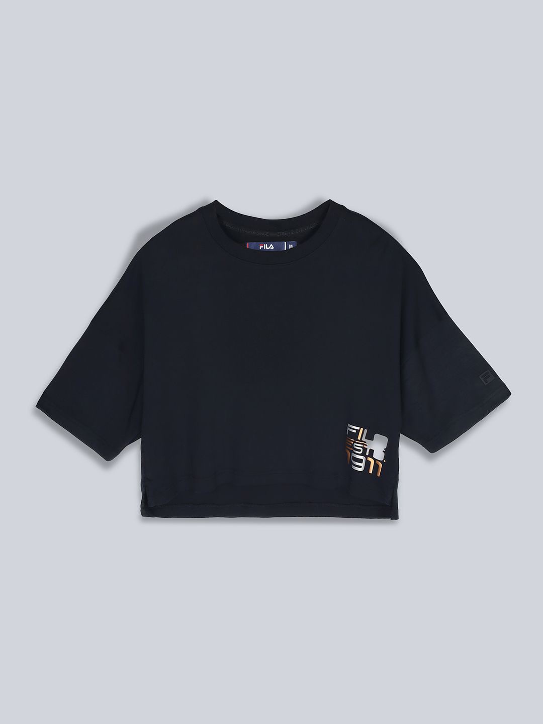 

FILA Print Cotton Boxy Crop Top, Black