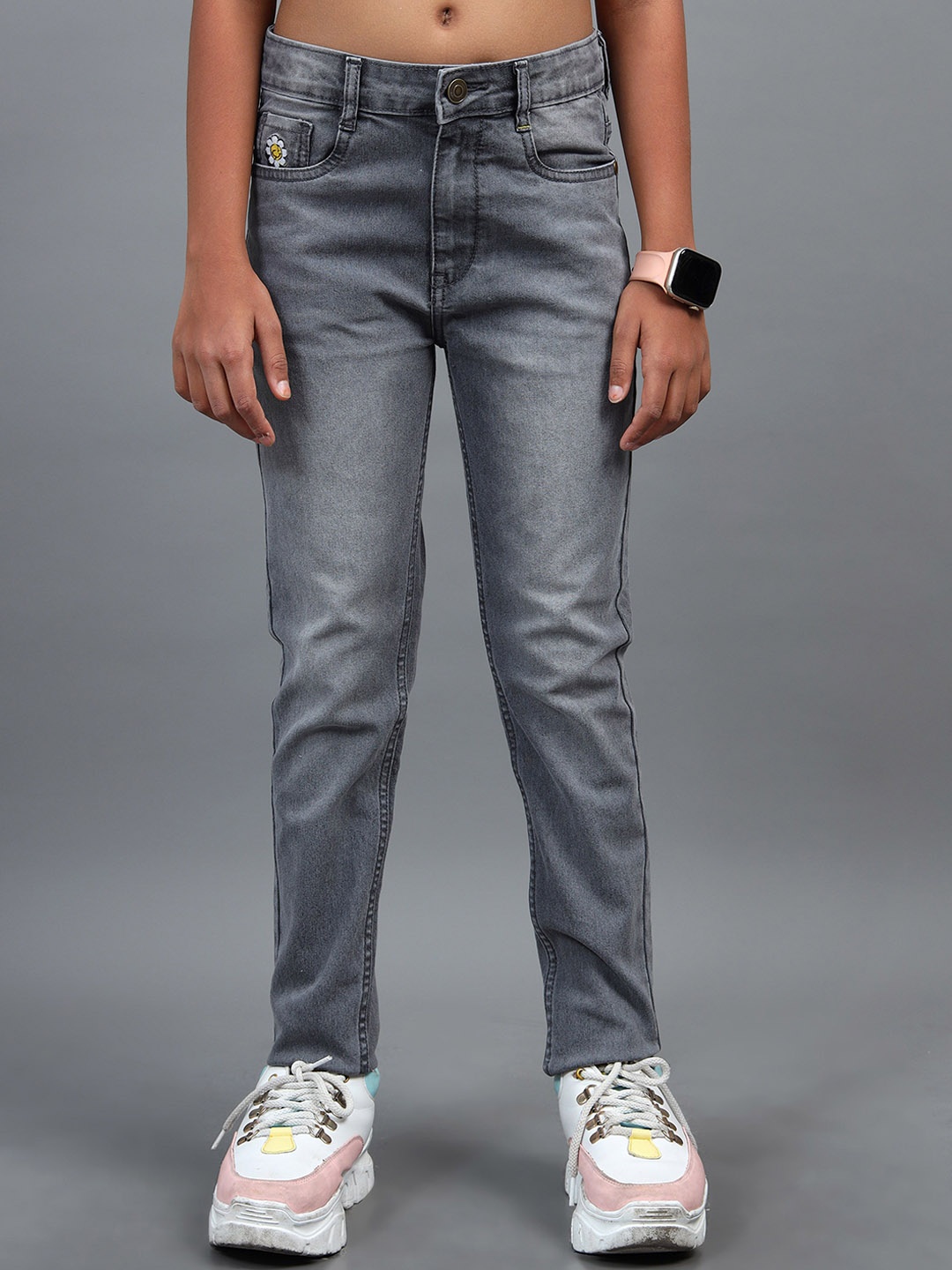 

UNDER FOURTEEN ONLY Girls Light Fade Jeans, Grey