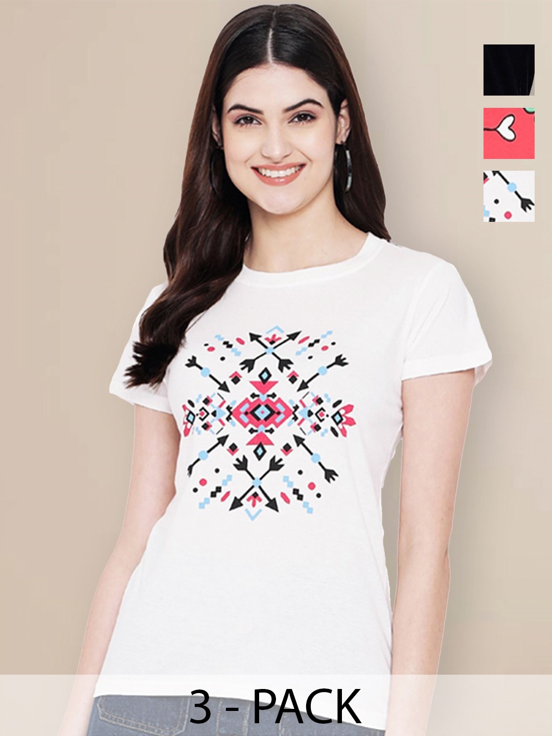 

Metronaut Women Typography 3 Printed Applique T-shirt, Multi