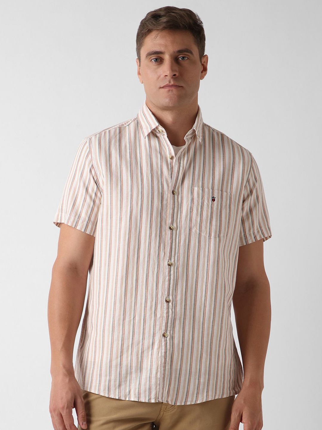 

Louis Philippe Sport Men Slim Fit Opaque Striped Casual Shirt, White