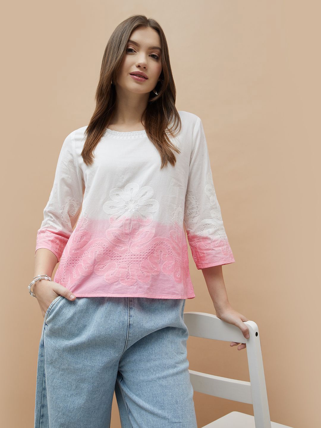 

Colour Me by Melange Ombre Cotton Top, Pink