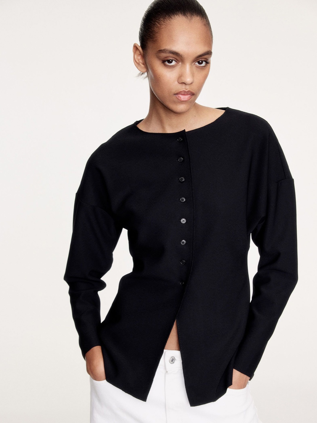 

H&M Waisted Cardigan, Black