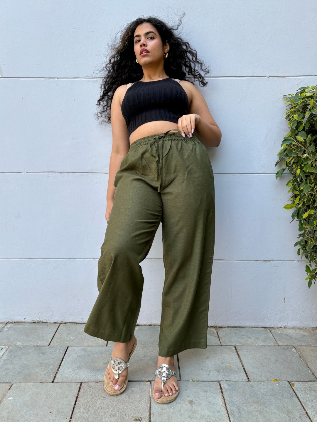 

Minimul Women Rozana Linen Pants, Olive