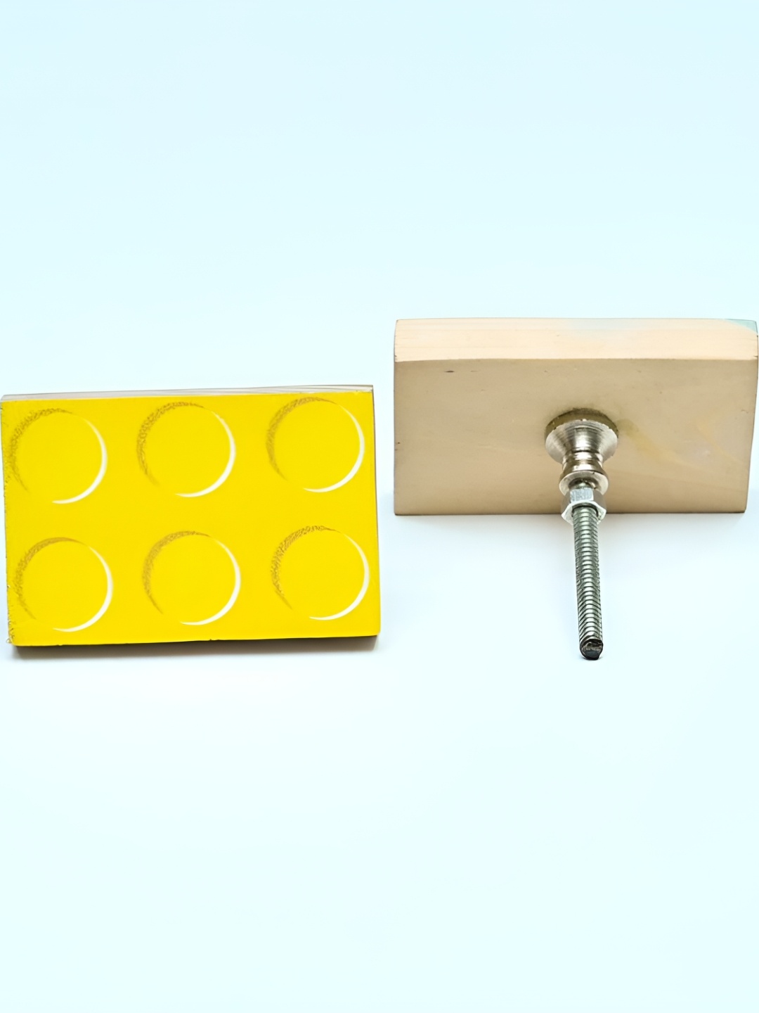 

Pinch of Pretty Yellow and Brown Wooden Lego-Inspired Knob