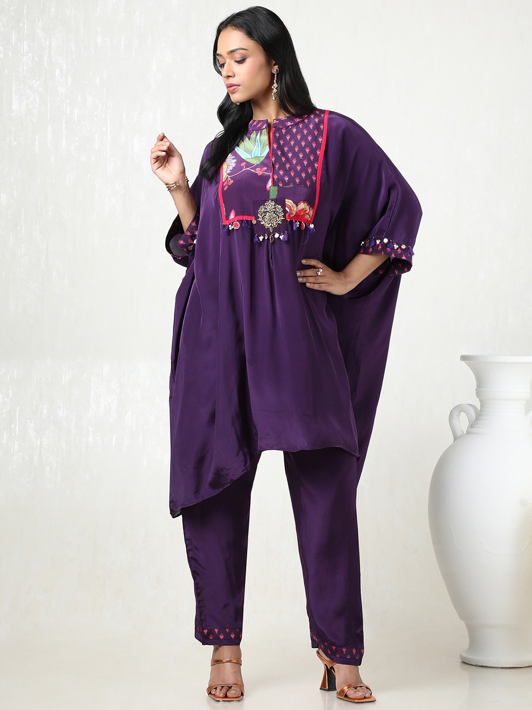 

Soch Women Sequinned Silk Crepe Kurta with Trousers, Purple