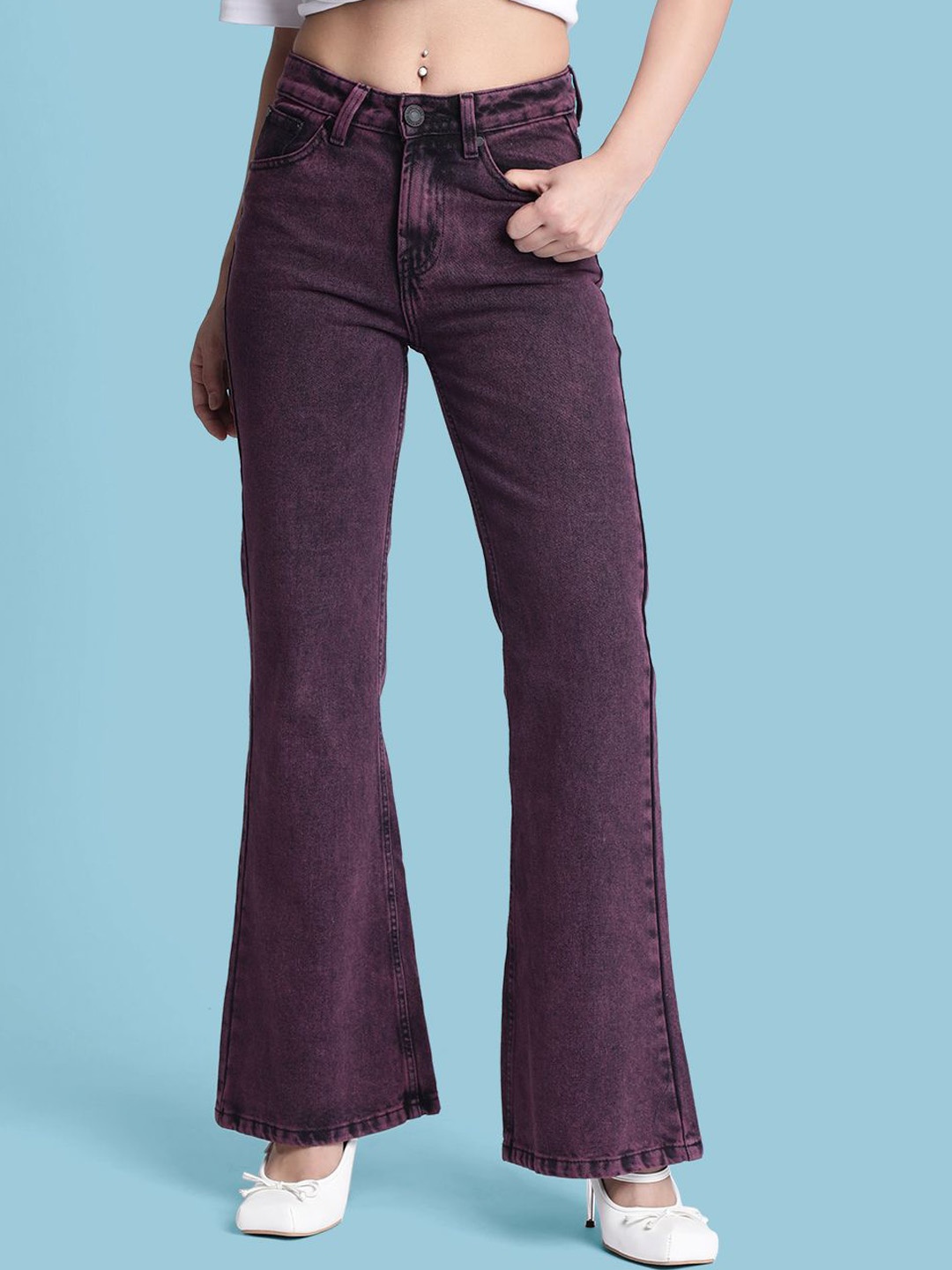 

Bene Kleed Women Bootcut High-Rise Jeans, Purple