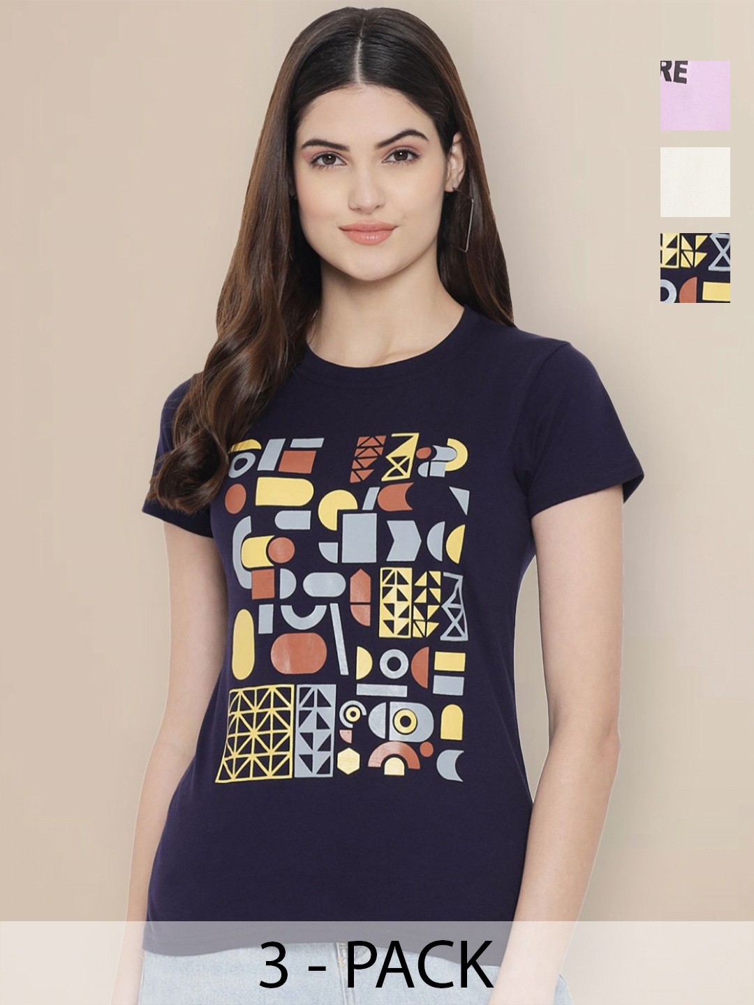 

Metronaut Women Typography 3 Printed Applique T-shirt, Multi