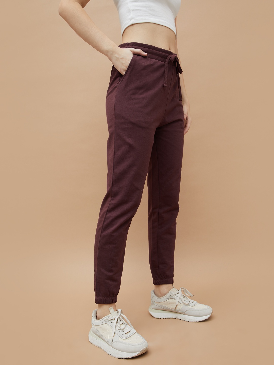 

Fame Forever by Lifestyle Women High-Rise Joggers Trousers, Red