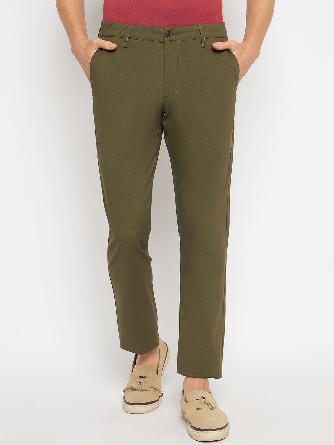 

Duke Men Slim Fit Chinos Trousers, Green
