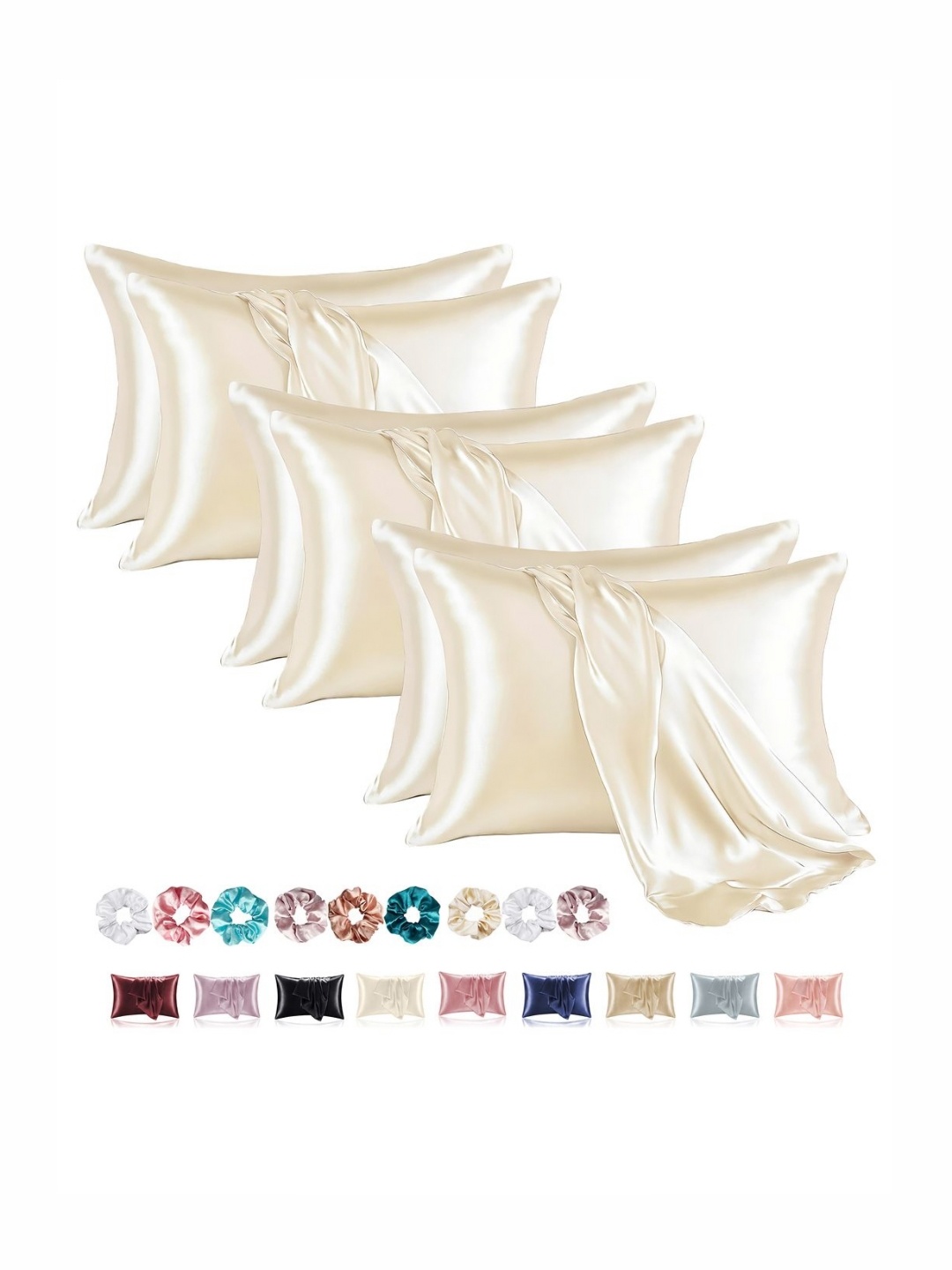 

Aura Off White 6 Pieces Solid Pure Silk Rectangle Pillow Covers