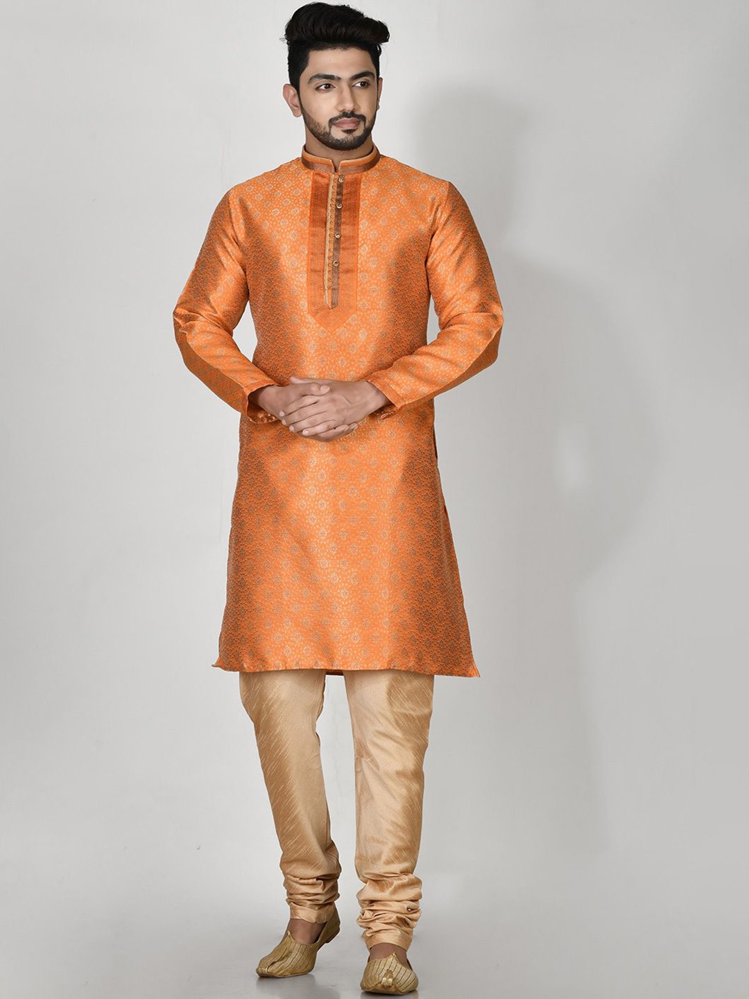 

RANAK Men Regular Kurta with Pyjamas, Orange