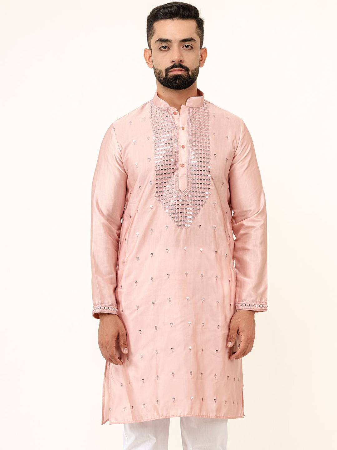 

Tistabene Geometric Embroidered Sequins Straight Kurta, Pink