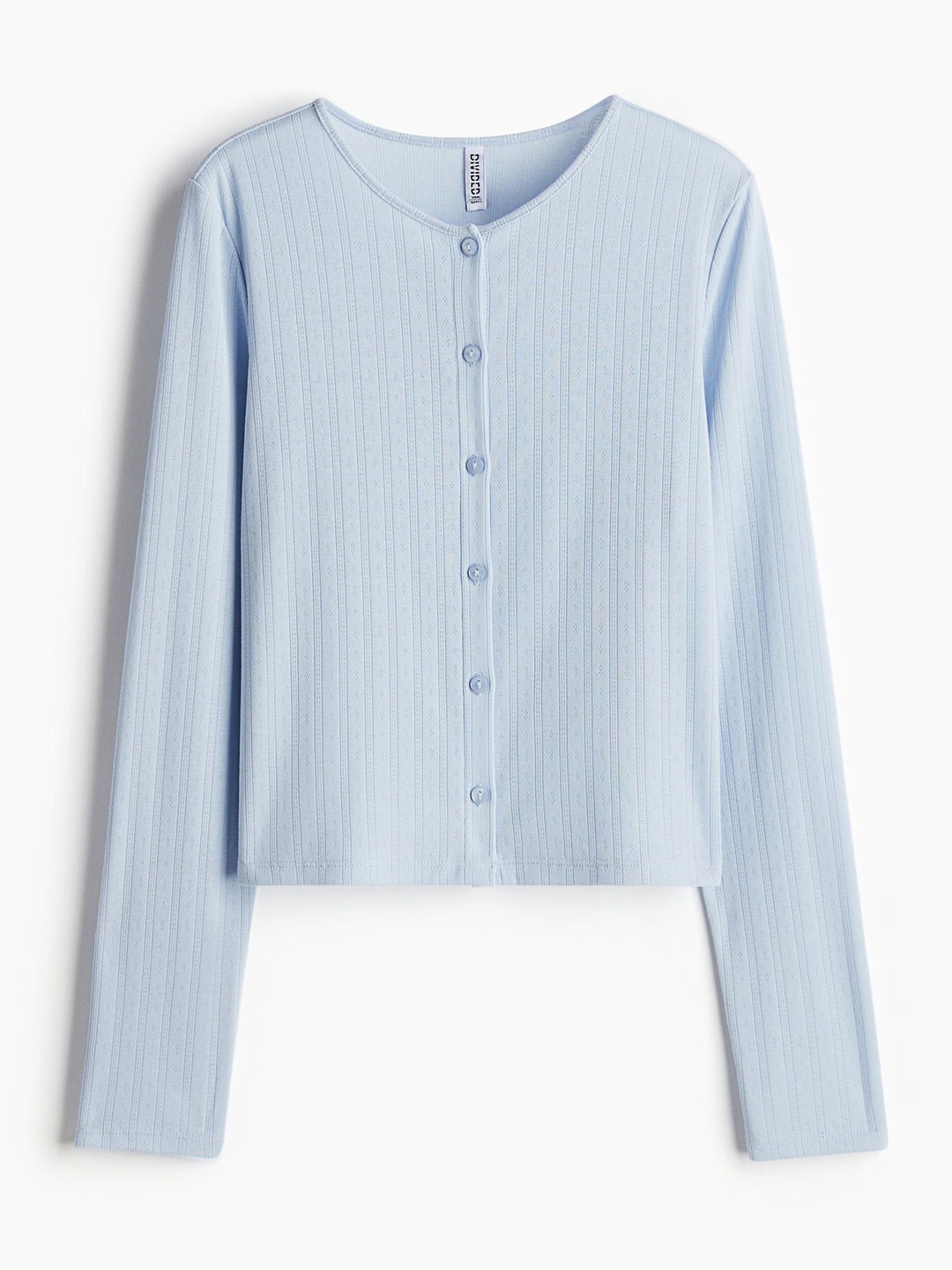 

H&M Pointelle Jersey Cardigan, Blue