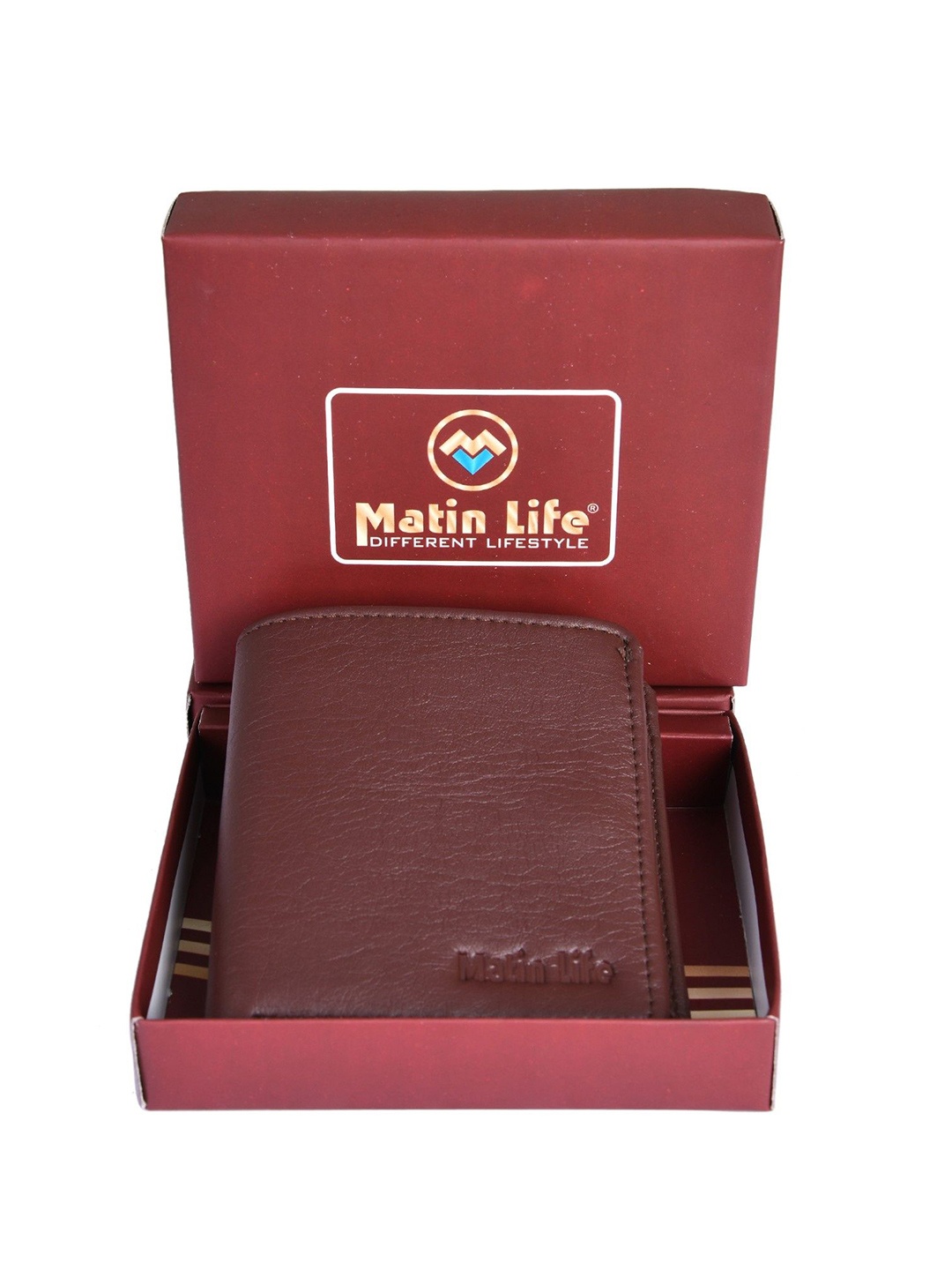 

MATIN LIFE Men PU Two Fold Wallet, Brown