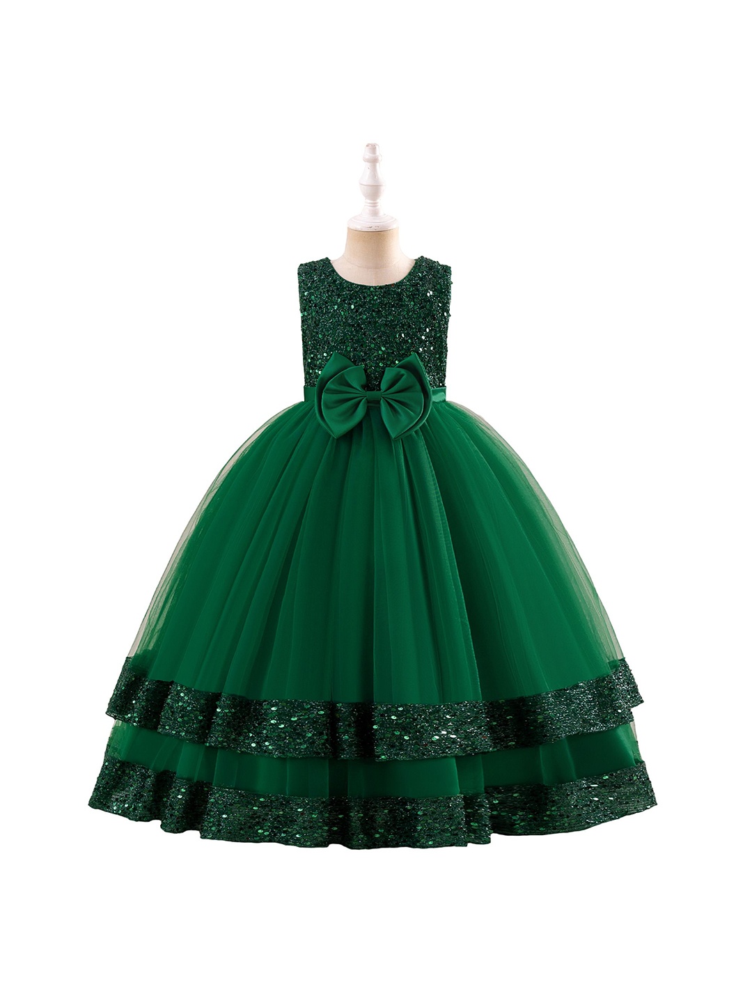 

StyleCast x Revolte Embellished Layered Net A-Line Maxi Dress, Green