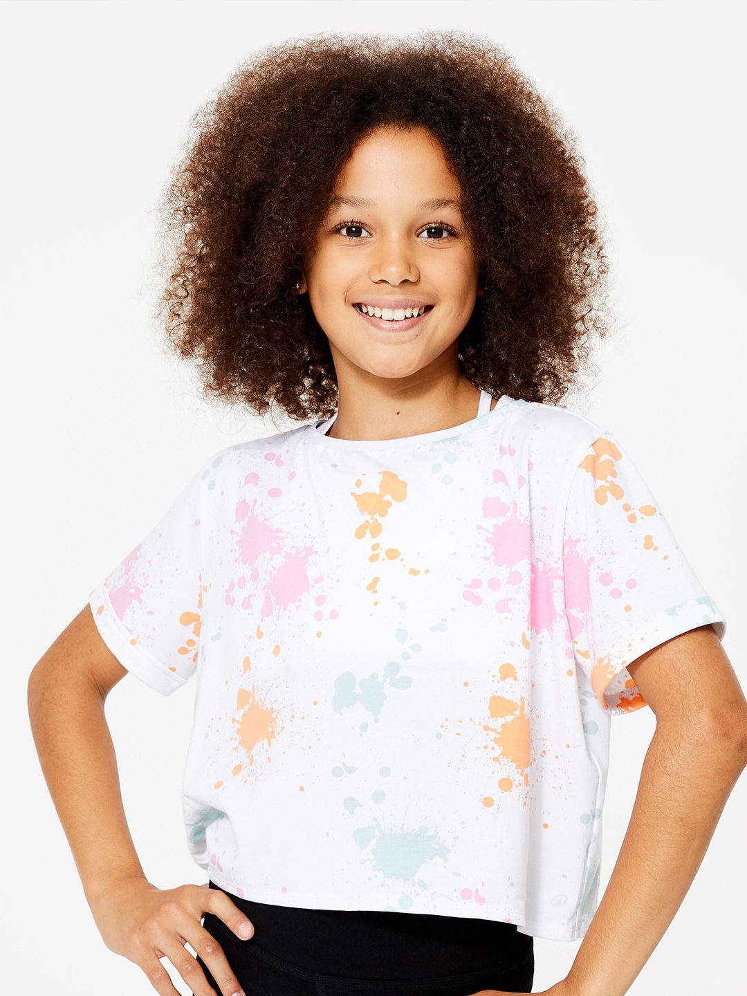 

Domyos By Decathlon Girls' Modern Dance/Jazz Cropped T-Shirt, White
