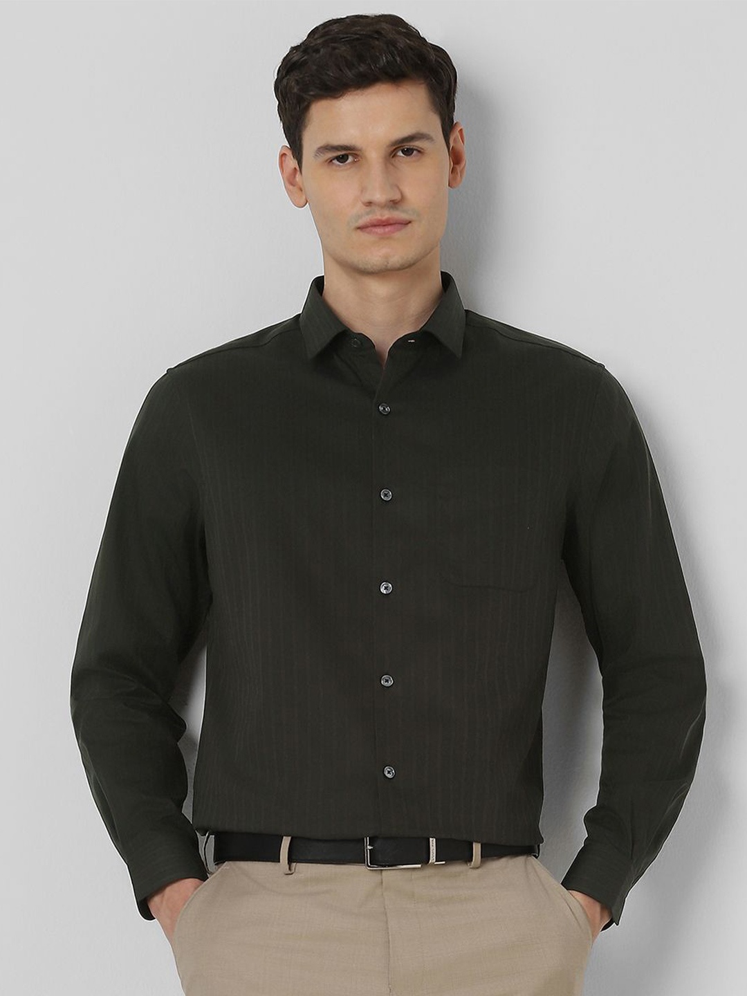 

Peter England Elite Men Opaque Formal Shirt, Green