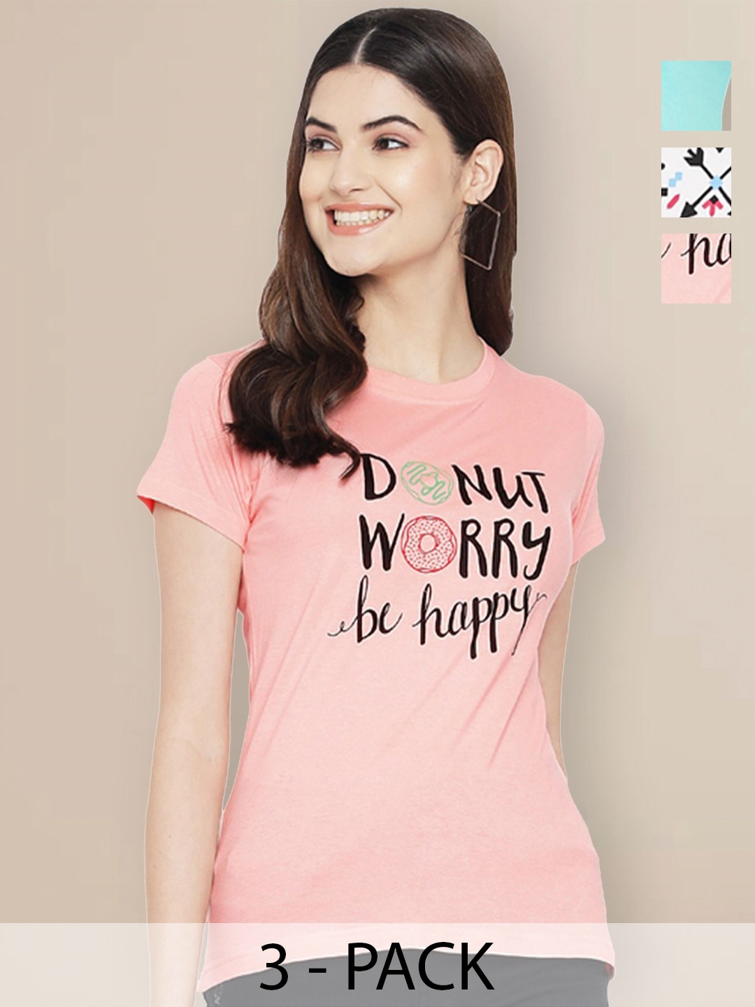 

Metronaut Women Typography 3 Printed Applique T-shirt, Multi