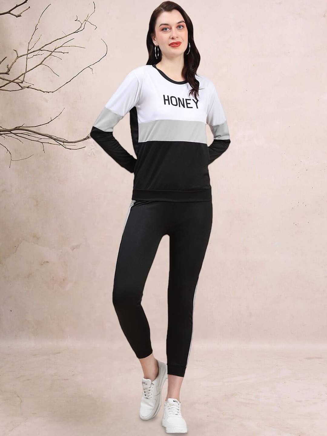 

DTR FASHION Printed Sweatshirt With Joggers Co-Ords, Grey