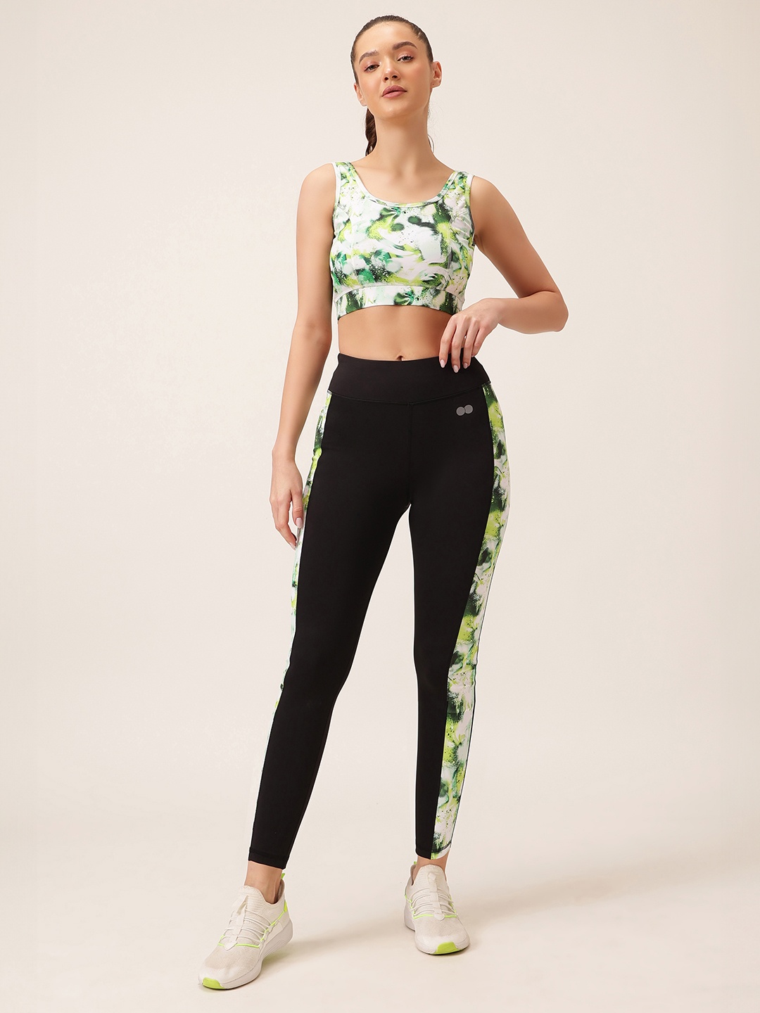 

Clovia High Rise Active Tights & Sports Bra Tracksuits, White