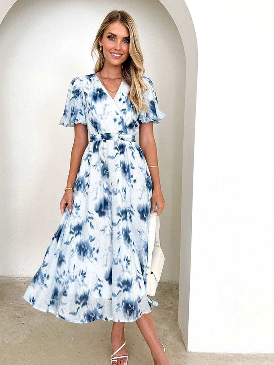 

JC Mode Floral Print Flared Sleeve Maxi Dress, Multi