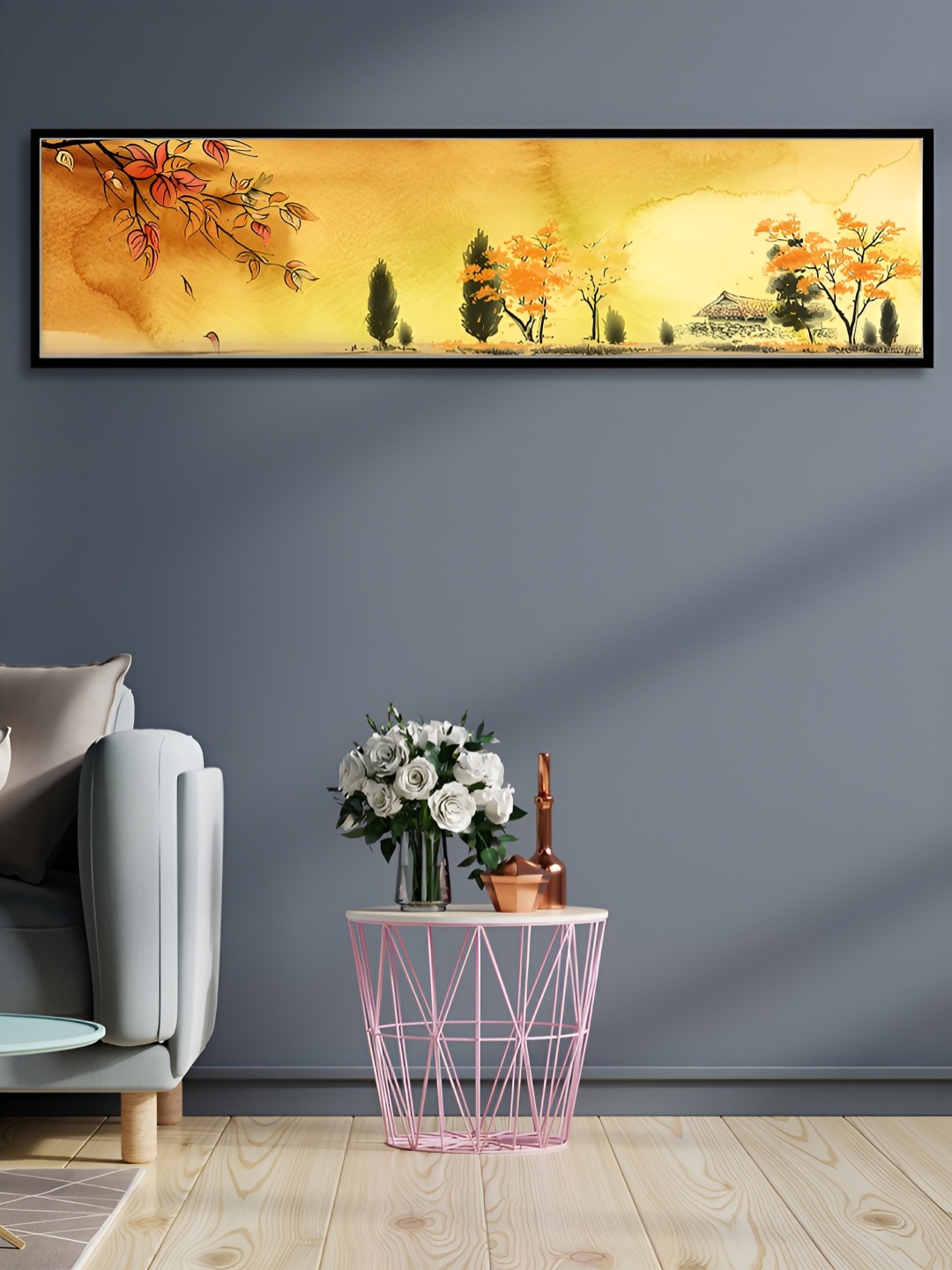 

Myntra Elegant Homes Yellow & Green Landscape Water Color Canvas Wall Painting