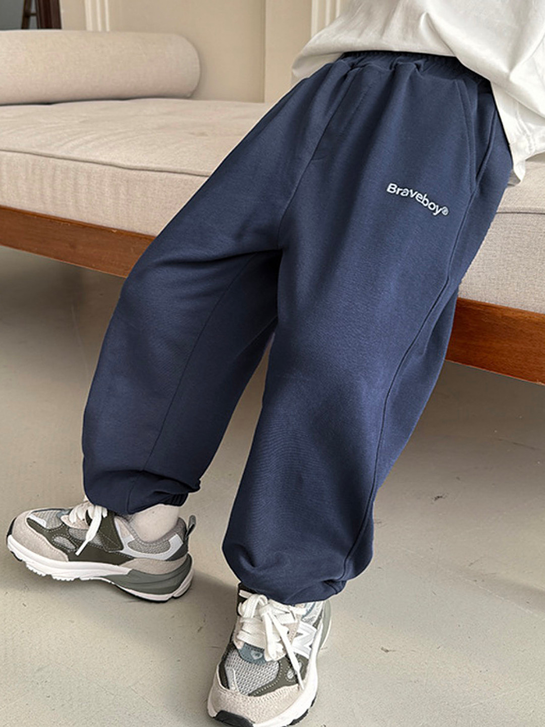 

LULU & SKY Boys Tapered Fit Joggers Trousers, Navy blue