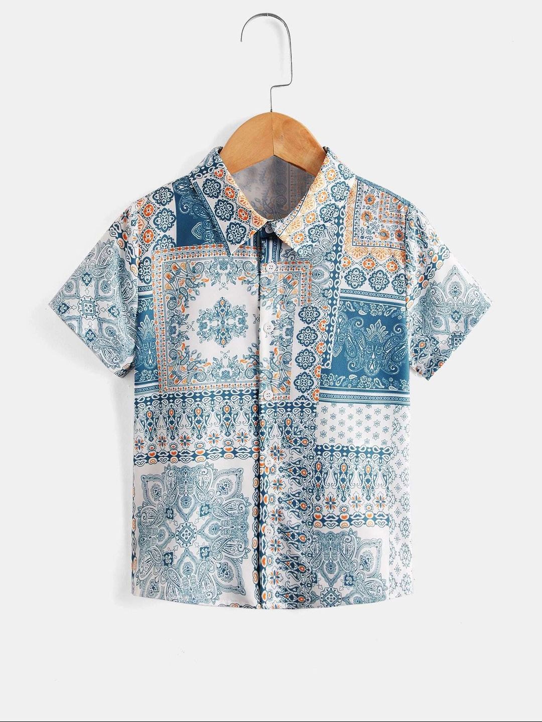 

BAESD Boys Standard Opaque Printed Party Shirt, Blue