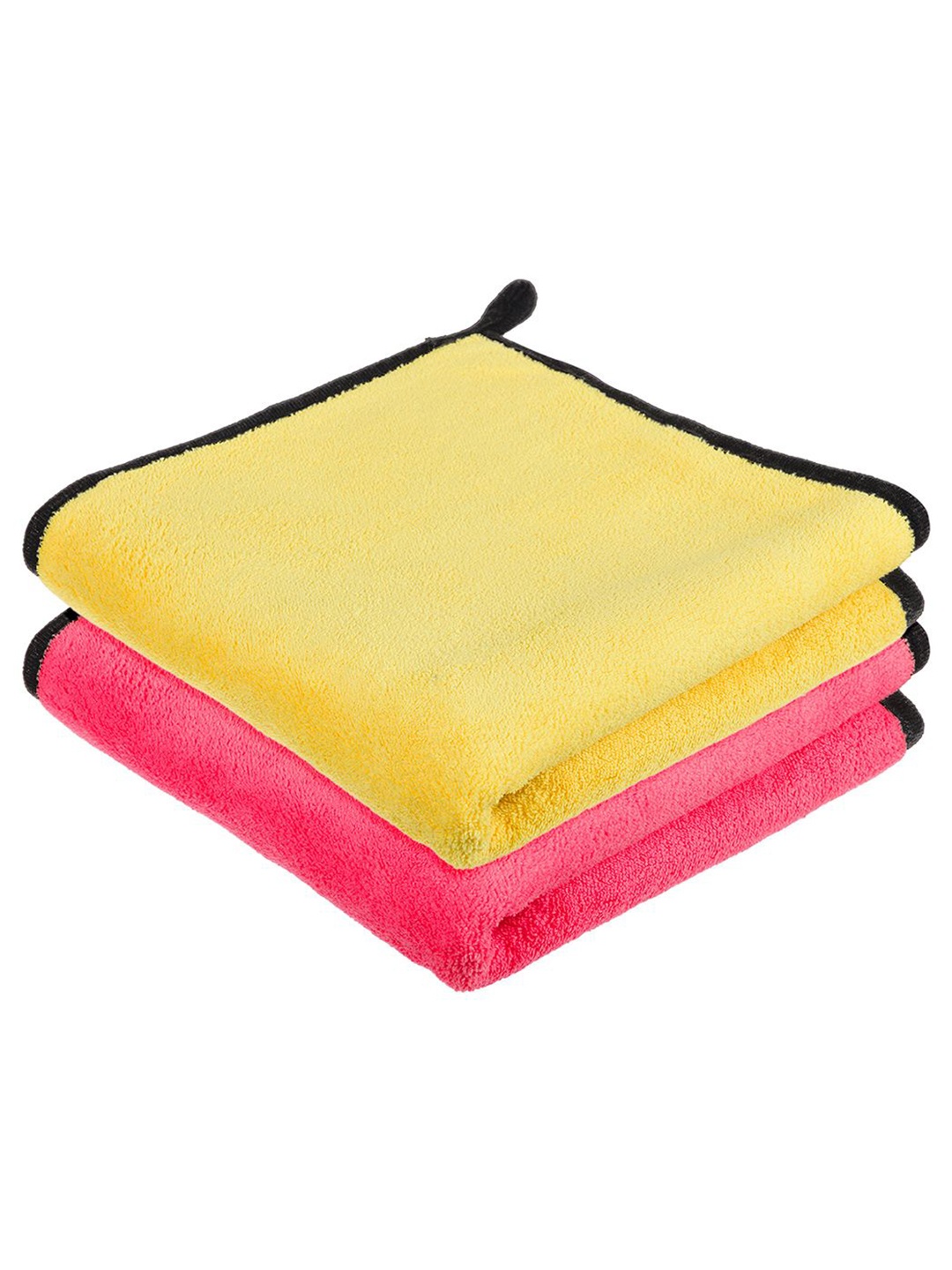 

Kuber Industries Pack Of 2 Pink & Yellow Microfiber 400 GSM Cleaning Cloth