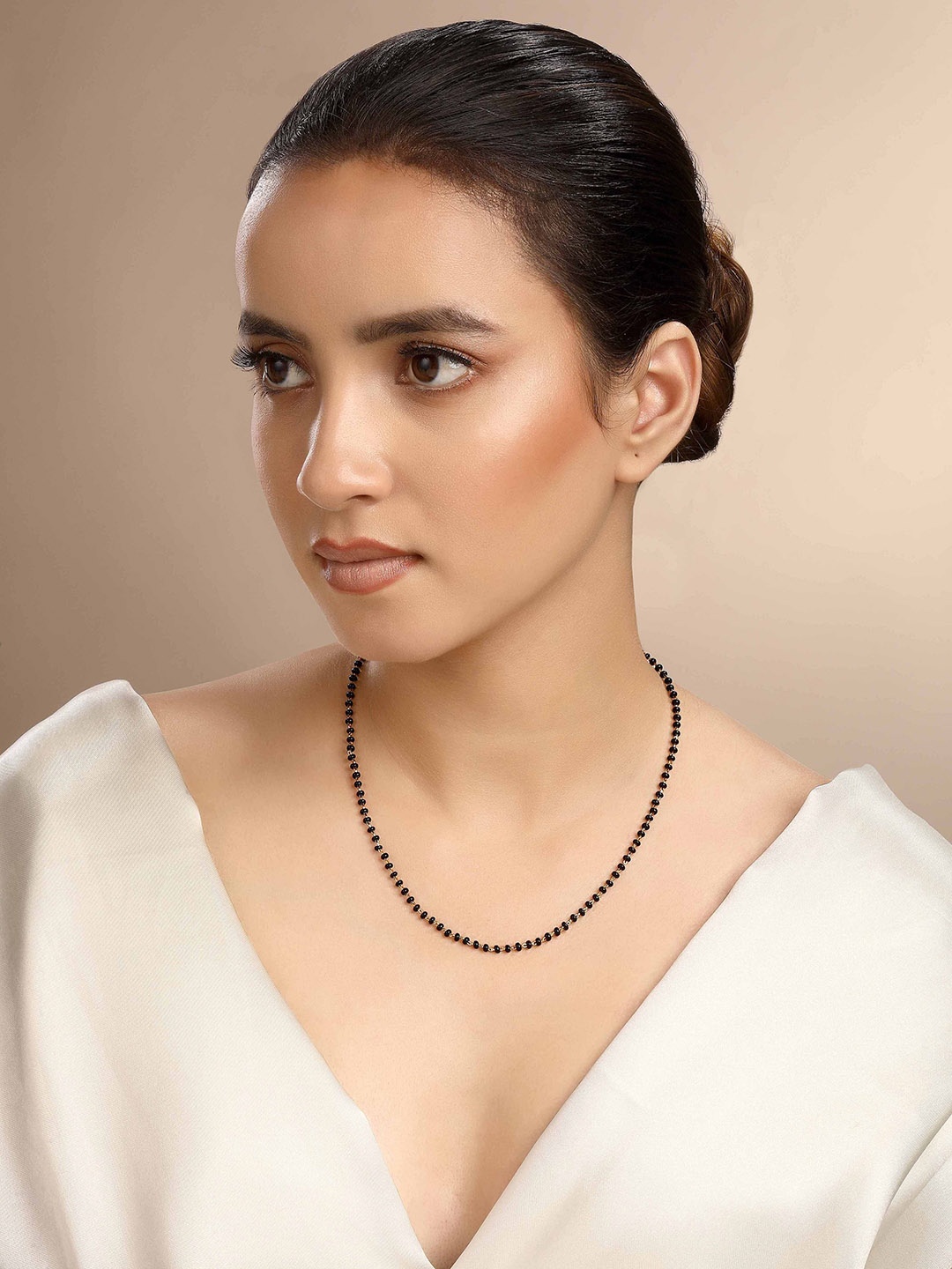 

Sica Jewellery 925 Sterling Silver Rhodium-Plated Artificial Beaded Mangalsutra, Gold