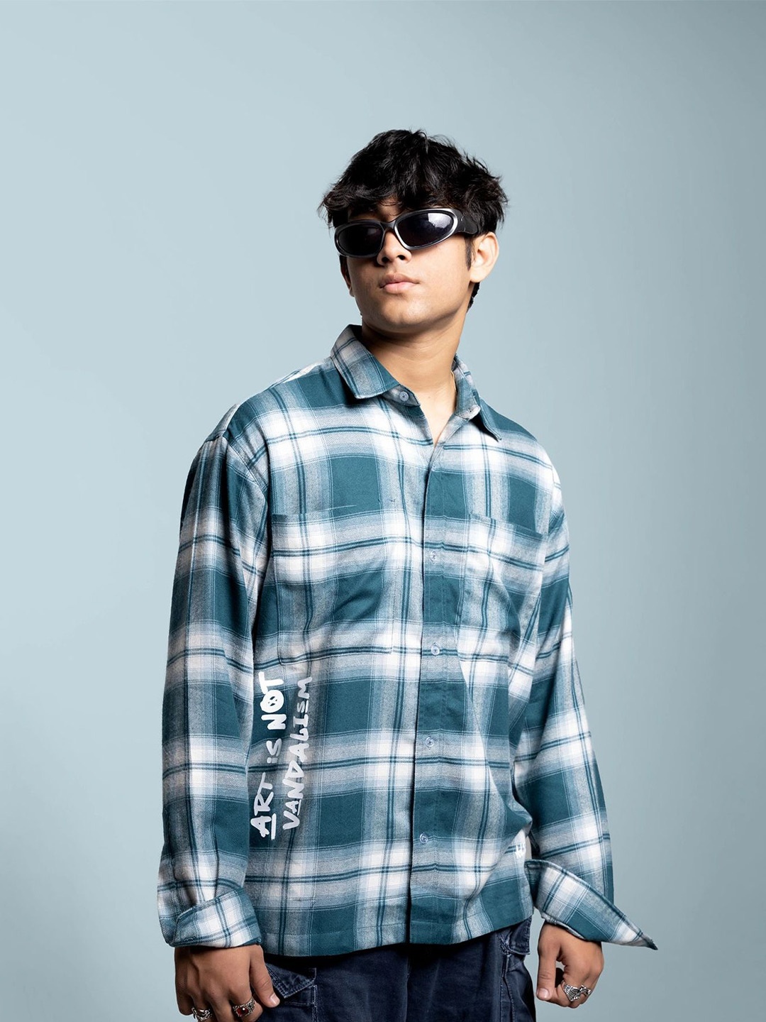 

Altstreetz Men Relaxed Opaque Checked Semiformal Shirt, Blue