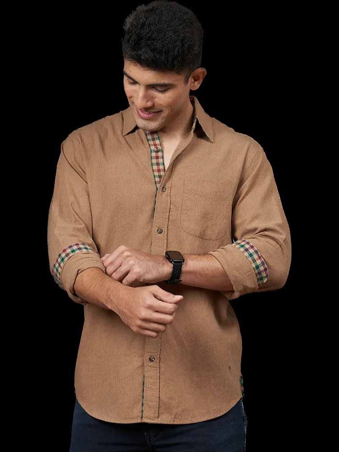 

PINK SUPPLY Men Classic Opaque Formal Shirt, Camel brown