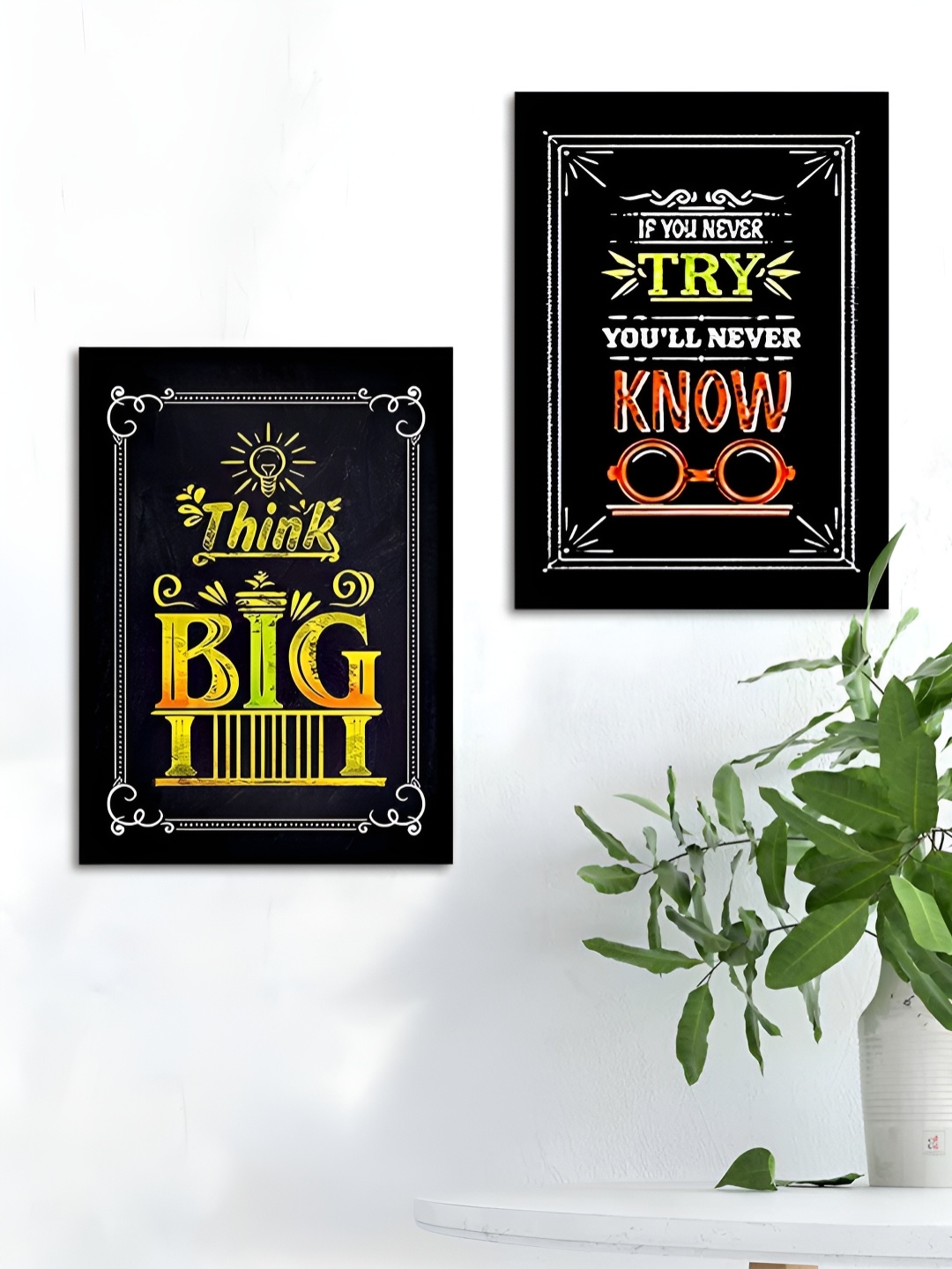 

Myntra Elegant Homes Black & Yellow 2 Piece Synthetic Wood Other Wall Paintings
