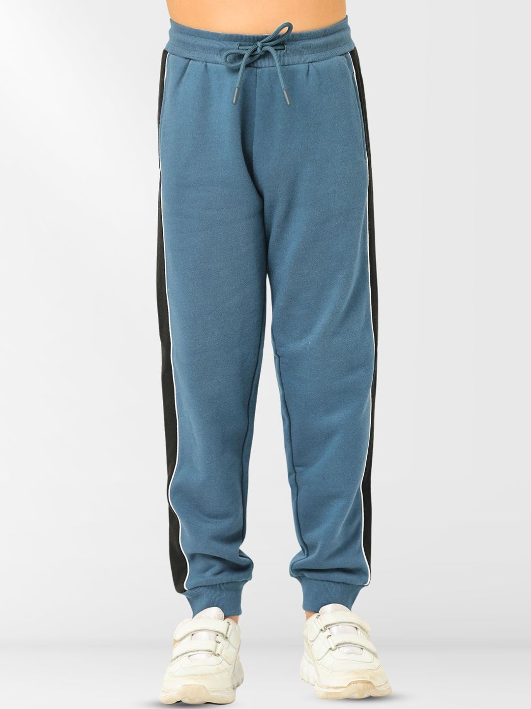 

Nuego Boys Striped Pure Cotton Mid Rise Joggers, Blue