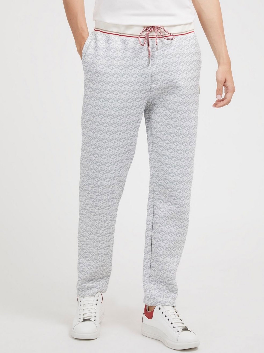 

GUESS Men Printed Track Pants, White