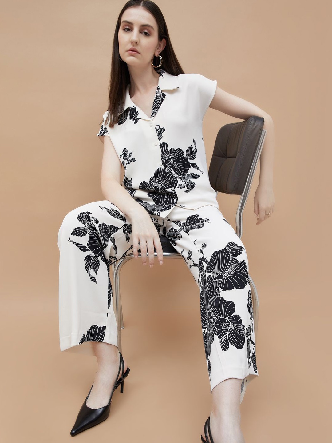 

CODE by Lifestyle Women Floral Opaque Printed Casual Shirt, Off white