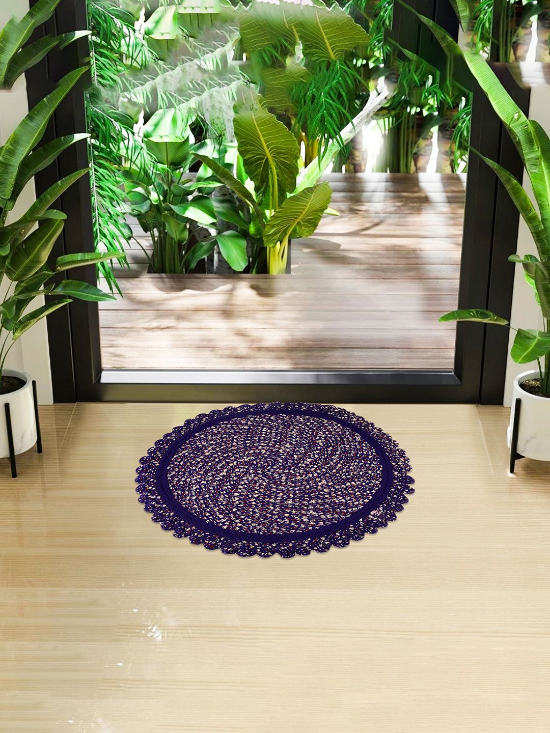 

Kuber Industries Purple Round Cotton Doormats