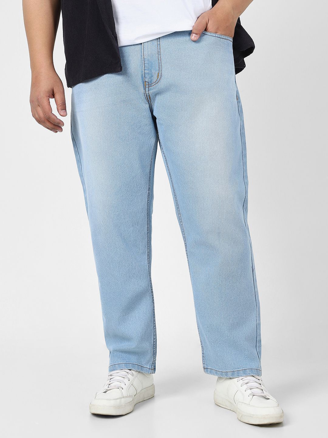 

Urbano Plus Men Washed Stretchable Straight Fit Jeans, Blue