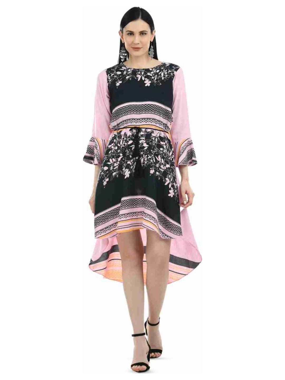 

YLCOMPANY Floral Print Flared Sleeve A-Line Dress, Multi