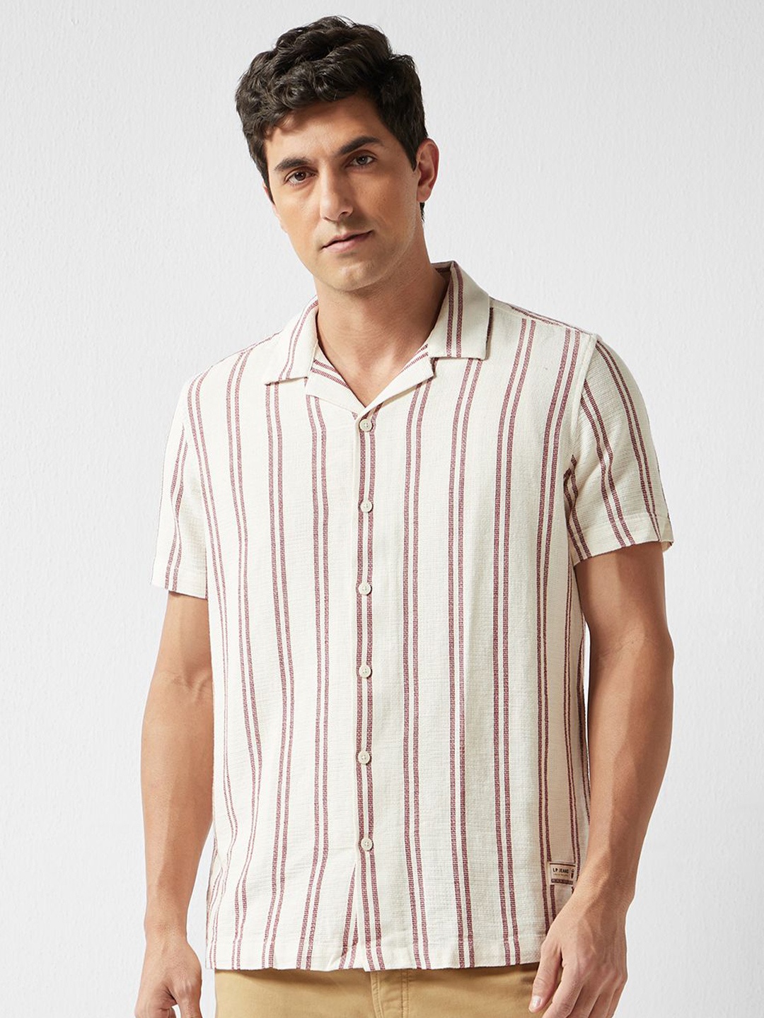 

Louis Philippe Jeans Men Slim Fit Opaque Striped Casual Shirt, White