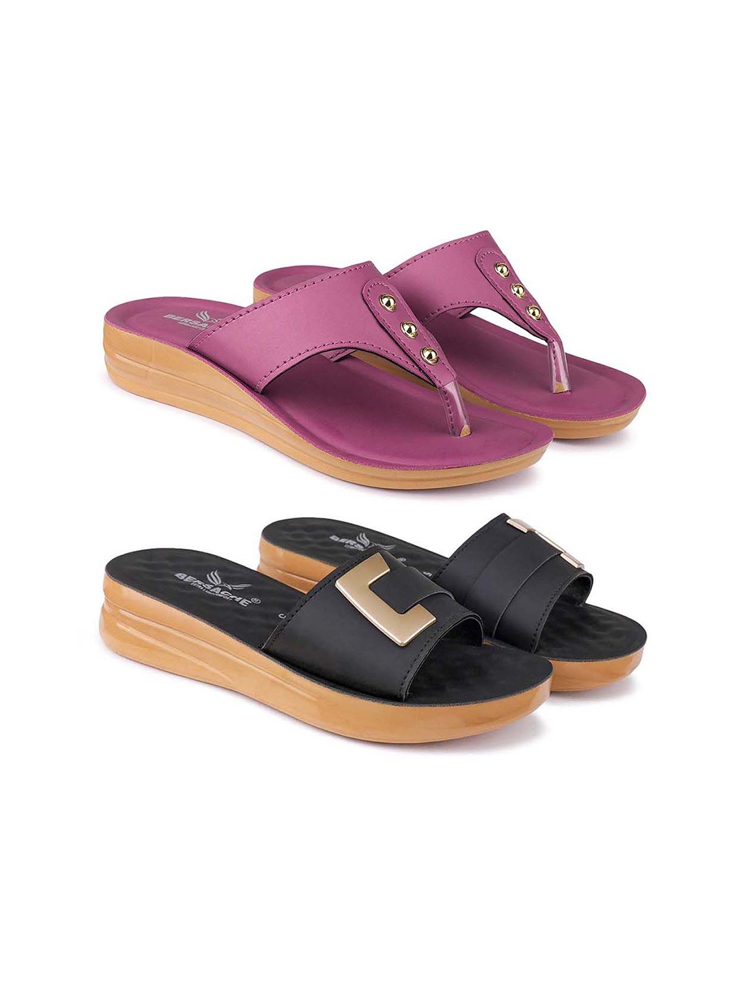 

BERSACHE Women Open Toe Flats, Purple