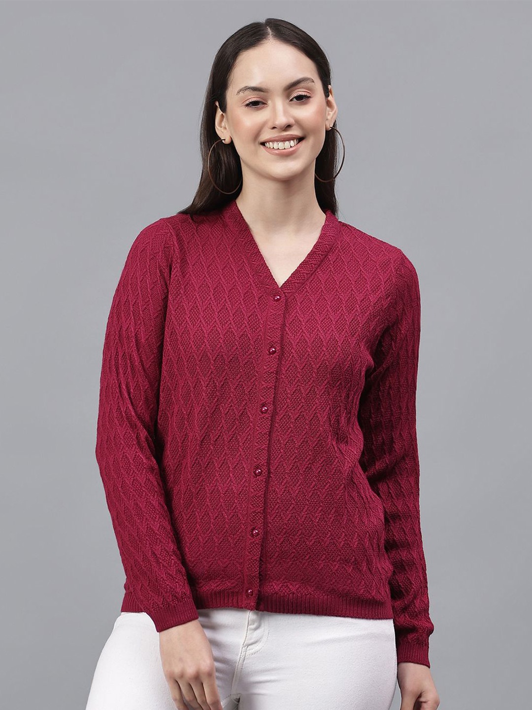 

Cantabil Women Cable Knit Cardigan, Pink
