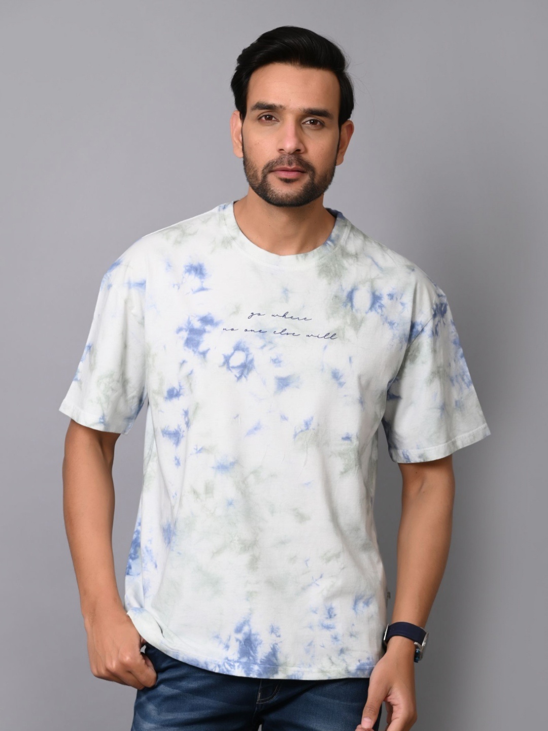 

ARBOUR Men Tie and Dye Printed Drop-Shoulder Sleeves T-shirt, Multi