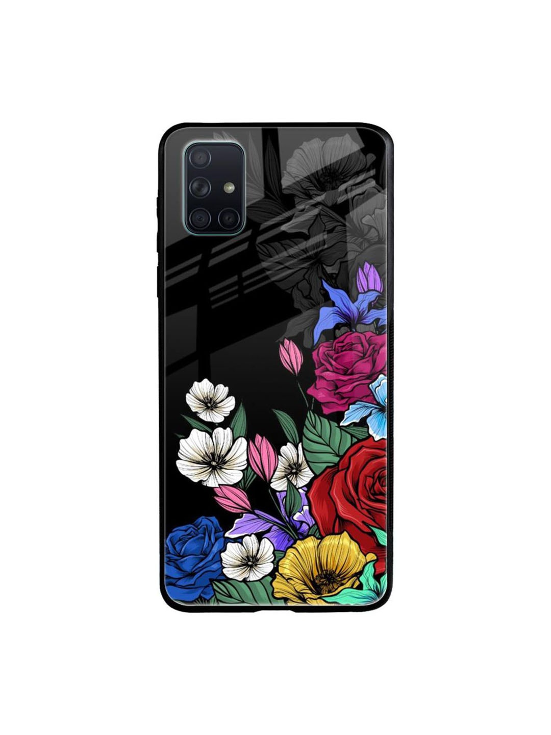 

QRIOH Floral Printed Samsung Galaxy A71 Back Case Mobile Accessories, Black