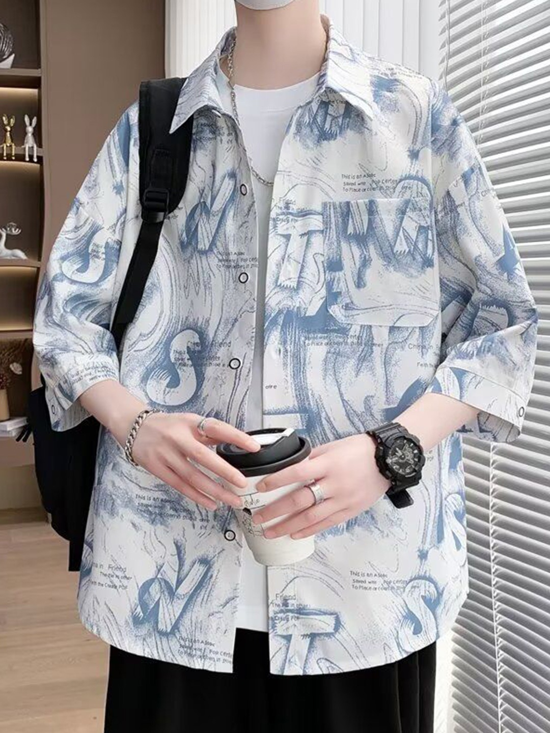 

StyleCast Men Opaque Printed Casual Shirt, Blue