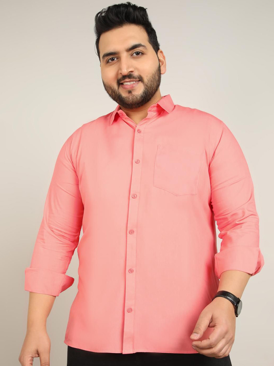 

METRONAUT PLUS Men Classic Opaque Casual Shirt, Peach
