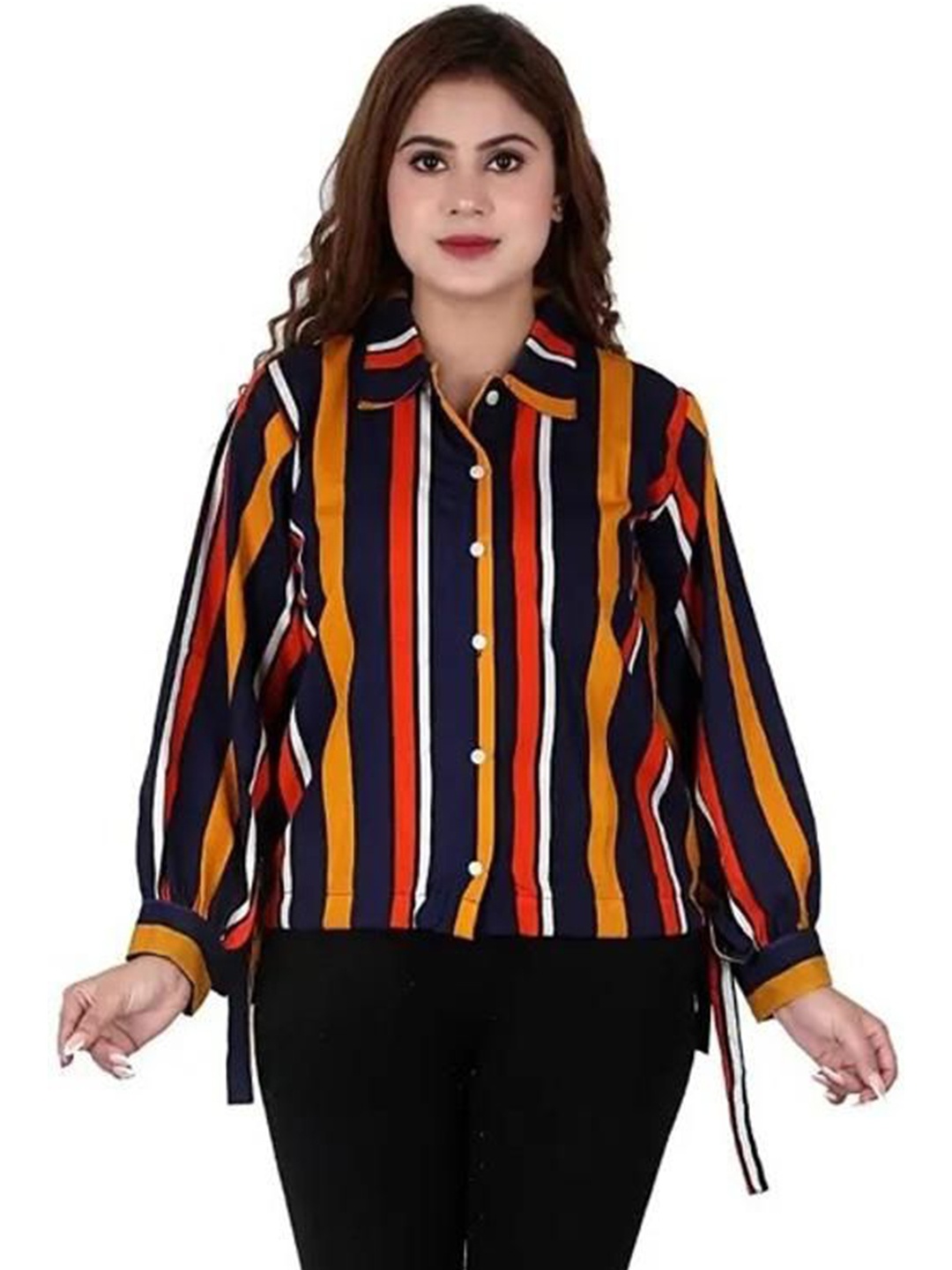 

YLCOMPANY Women Opaque Striped Casual Shirt, Red