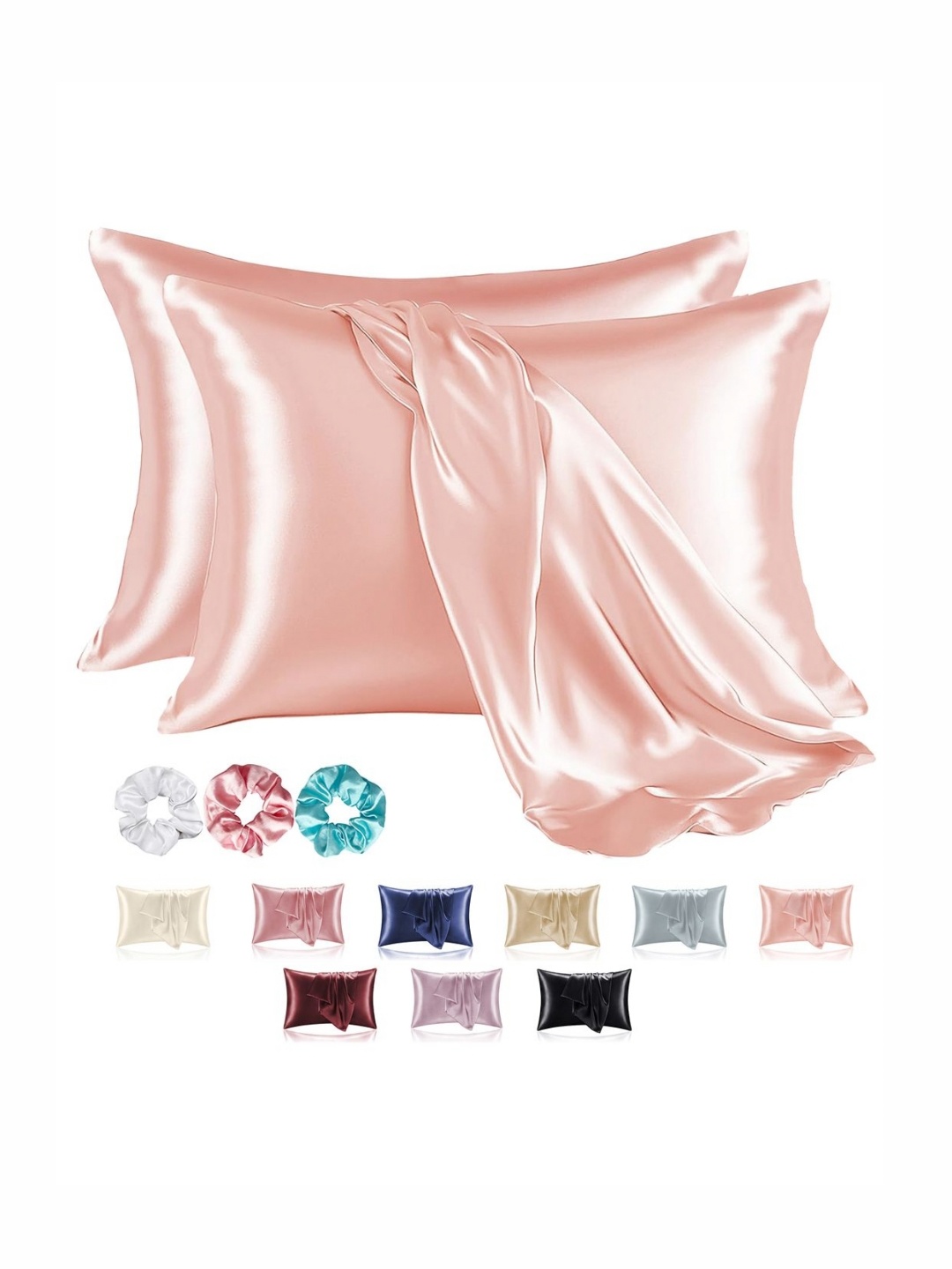 

Aura Pink 2 Pieces Solid Pure Silk Rectangle Pillow Covers
