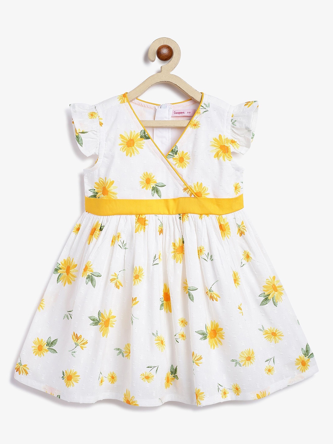 

Campana Floral Print Flutter Sleeve Fit & Flare Dress, White