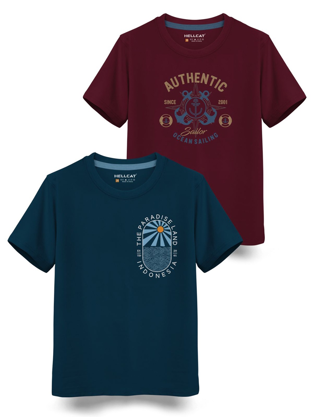 

HELLCAT Boys Typography 2 Printed T-shirt, Maroon